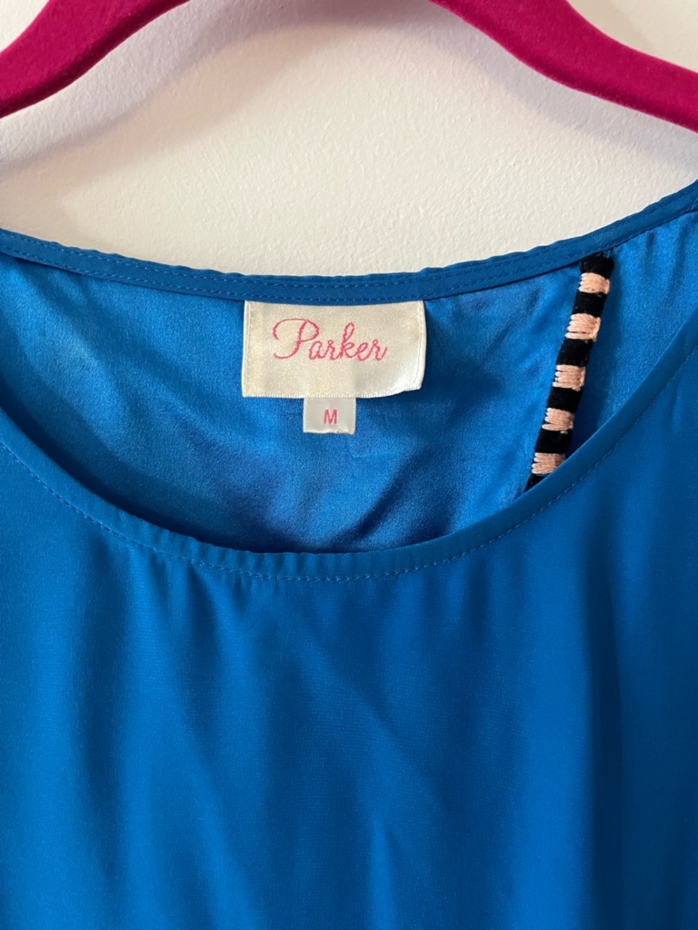 Parker NY 100% Silk Open Back Tank Top Trim Detail Sz S - Picture 6 of 7